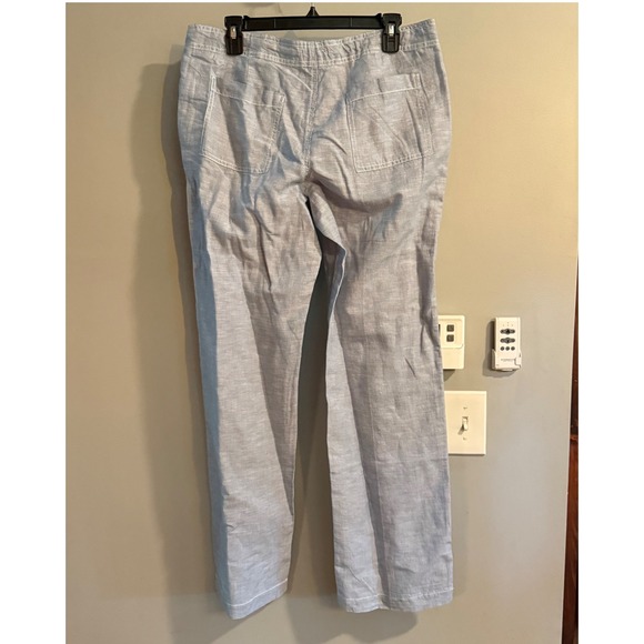 Gap Womens Light Blue Striped Linen Blend Drawstring Waist Casual Pants Nautical - Picture 2 of 9